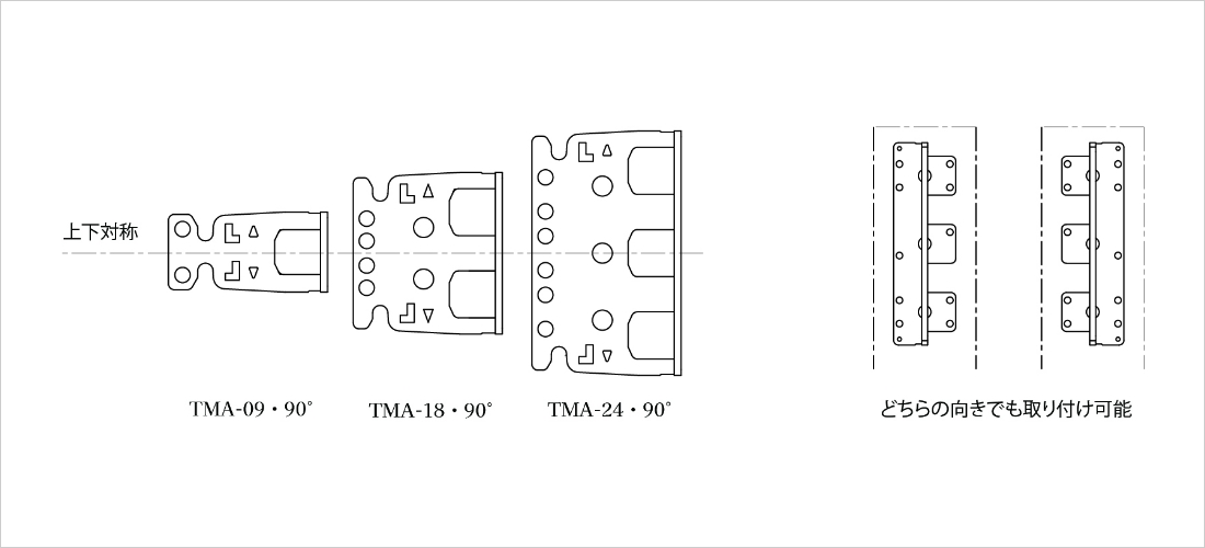 TN-multi（リフォーム用途）は上下対象なのでどちらの向きでも取り付け可能